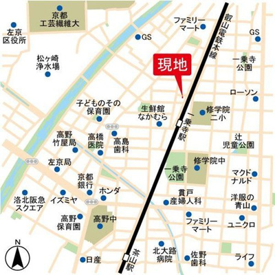 【地図】 | 一乗寺北大丸町　土地【建築条件なし・上物あり】