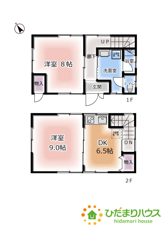 野田市木間ケ瀬　中古戸建　令和3年築の間取り|2DKのコンパクトな間取りは、移動距離が短くすむので動線がスムーズ♪お掃除もしやすく綺麗を保てます(^^)/