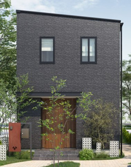 【外観パース】 | ジブンハウス仕様【商品：510】建物価格1800万円
3LDK　建物面積81.97㎡（１階：40.57㎡／２階：41.40㎡）