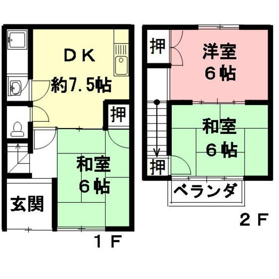 牧田貸家の間取り