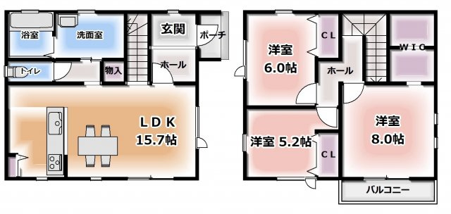 　盛岡市三本柳B棟の間取り