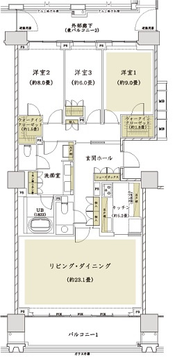 千代田区三番町の賃貸マンションの間取り