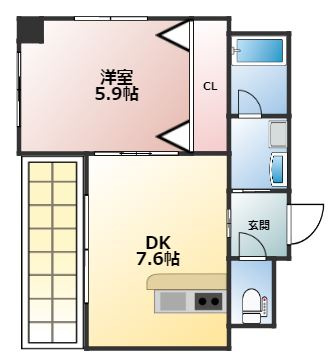 久留米市中央町の賃貸マンションの間取り