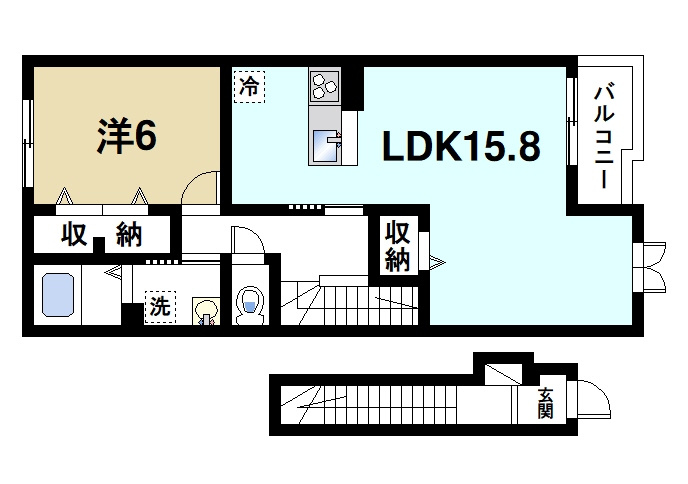サンガーデンＭ・Ⅰの間取り|広々とした1LDKです