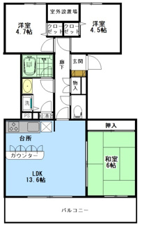 【間取り】 | ハイツ東戸塚Ⅱ　Ｂ棟