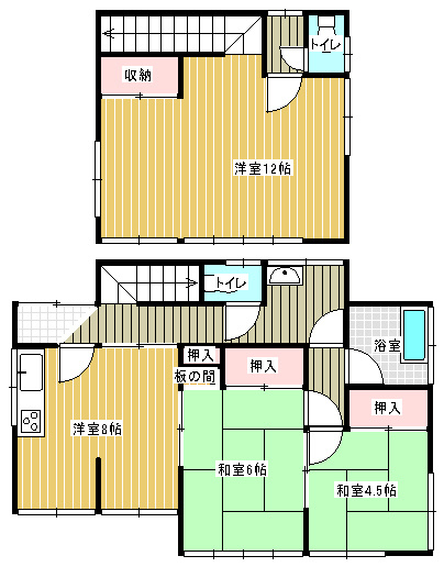 谷中貸家の間取り