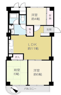 【間取り】 | 桜台ハイツ２号棟 | 新婚様からファミリー様まで幅広くおすすめの間取りです♪