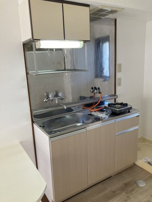 【キッチン】 | カワイマンション | 流し台新品　ガスコンロ付き