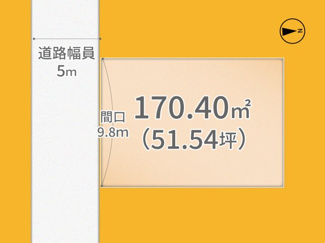 【土地図】 | 宇治市木幡南山　売土地　建築条件なし | 間口9.89ｍ！土地面積51.54坪！多彩なプランが実現できる広さ！
お車2台駐車も可能です