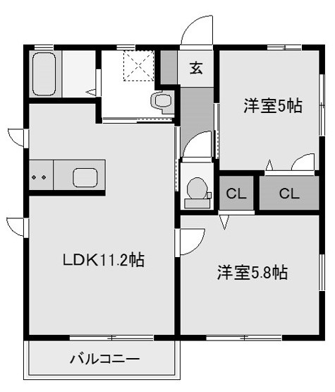 【間取り】 | レジデンスみなみ  K棟
