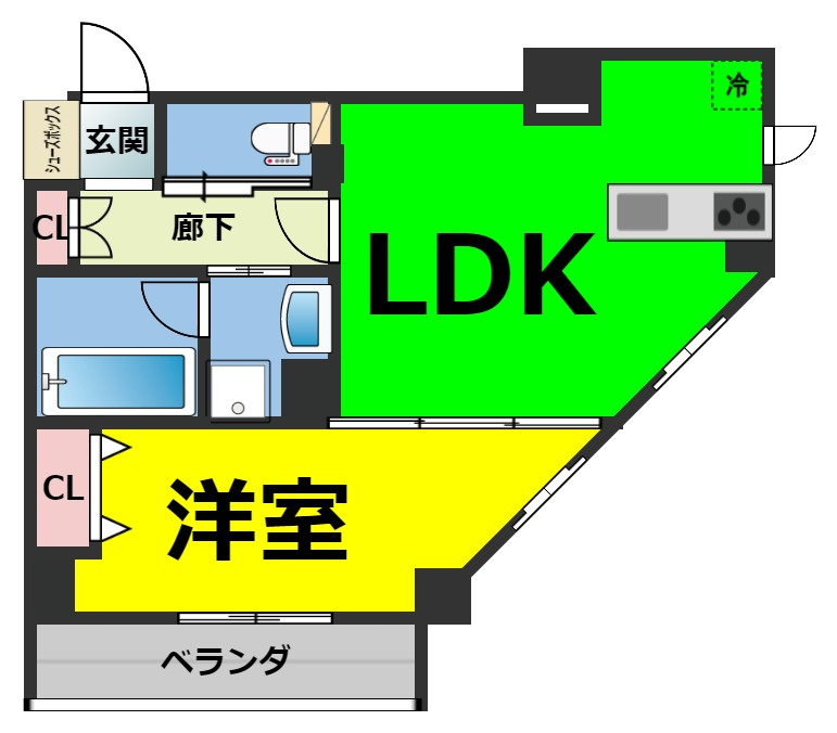 仲介手数料0！！Gramercy Shiromi-doriの間取り