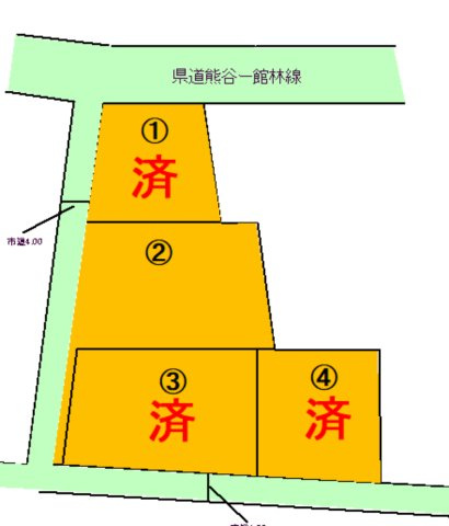 上三林町　4区画分譲地の区画図