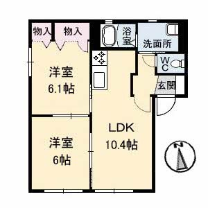 【間取り】 | アルバトロス空港通 Ｃ