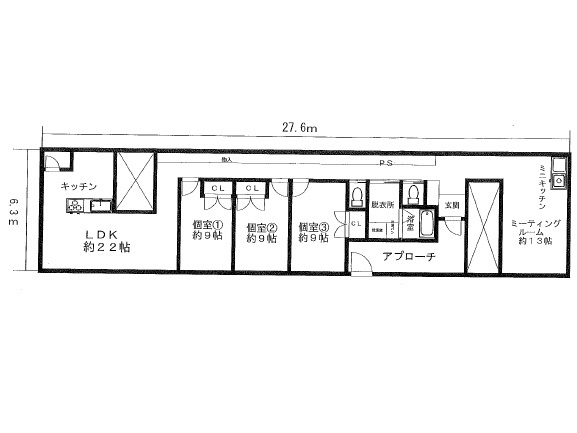 大津市馬場１丁目の店舗一部の間取り