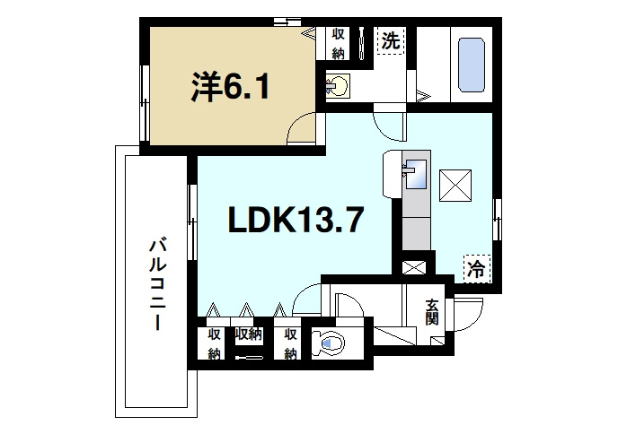 ルナ　ハイツⅡの間取り|1LDK