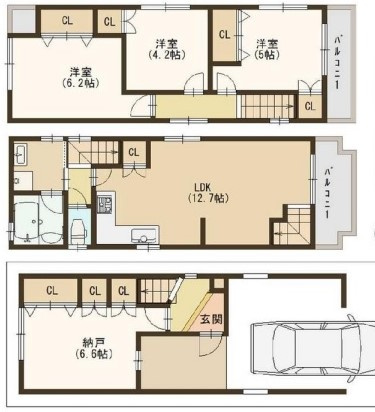 吉田本町3丁目　新築戸建の間取り