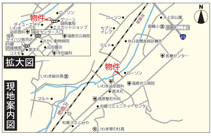 内郷綴町第3の地図|ご参照ください。