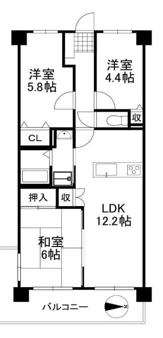 サンライズマンション岩出Ⅴ弐番館の間取り