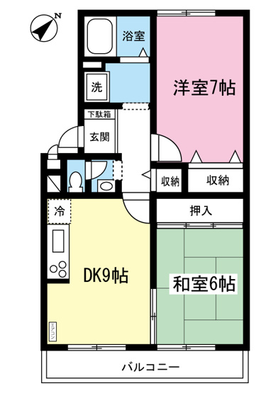 【間取り】 | オーソネタウンハウス七番館 | 和室と洋室のある2DKタイプ☆小さなお子様がいるファミリーさんにも良いですね！