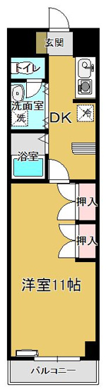 【間取り】 | 第13新英マンション | 11帖の広々洋室