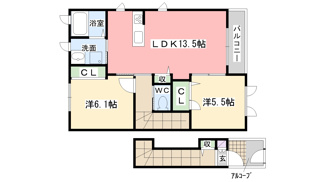 【間取り】 | サン　フィールド・彦根B | 2階の最上階角部屋のお部屋です♪