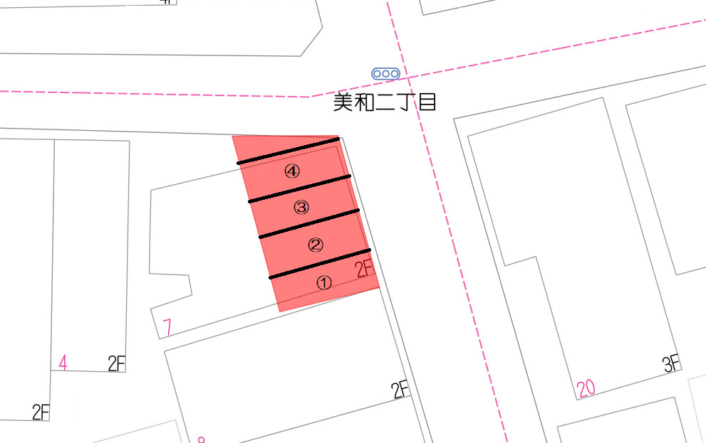 美和2丁目　月極駐車場の区画図