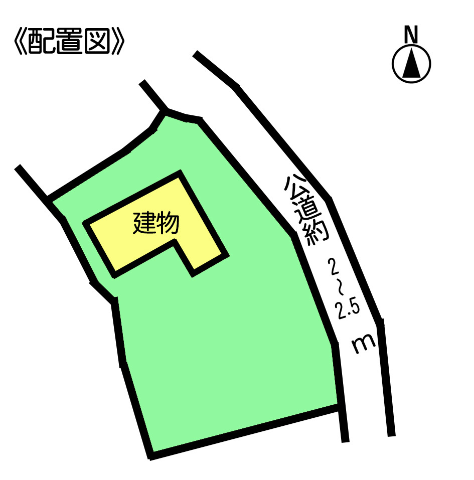 常滑市北条1丁目　中古戸建の区画図|2台分駐車可能なスペースあり。