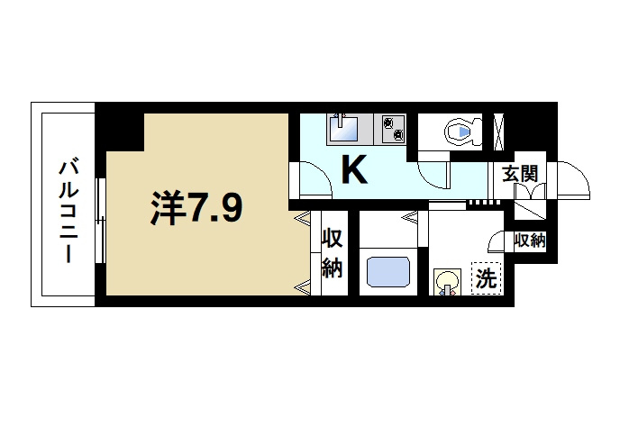T・Kビル西大寺　NORTHの間取り|１Kの間取りです