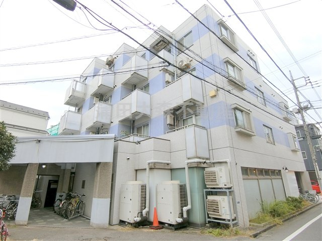 サーカス蒲田の外観|外観タイル張り　1988年8月築　RC鉄筋コンクリート造地上5階建て　東京都大田区西蒲田1丁目　東急池上線池上駅最寄りのオートロック付人気賃貸マンション　1階スーパー？まいばすけっと