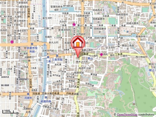 フジテラス東山三条（旧グロリアス三条）の地図