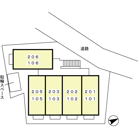 船橋市東船橋１丁目のアパートの区画図