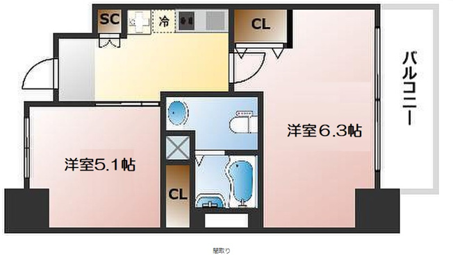 【間取り】 | エステムプラザ難波EASTⅡブレスト
