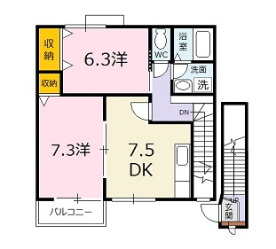 安芸高田市八千代町下根のアパートの間取り