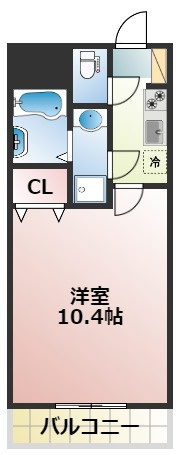熊本市中央区練兵町の賃貸マンションの間取り
