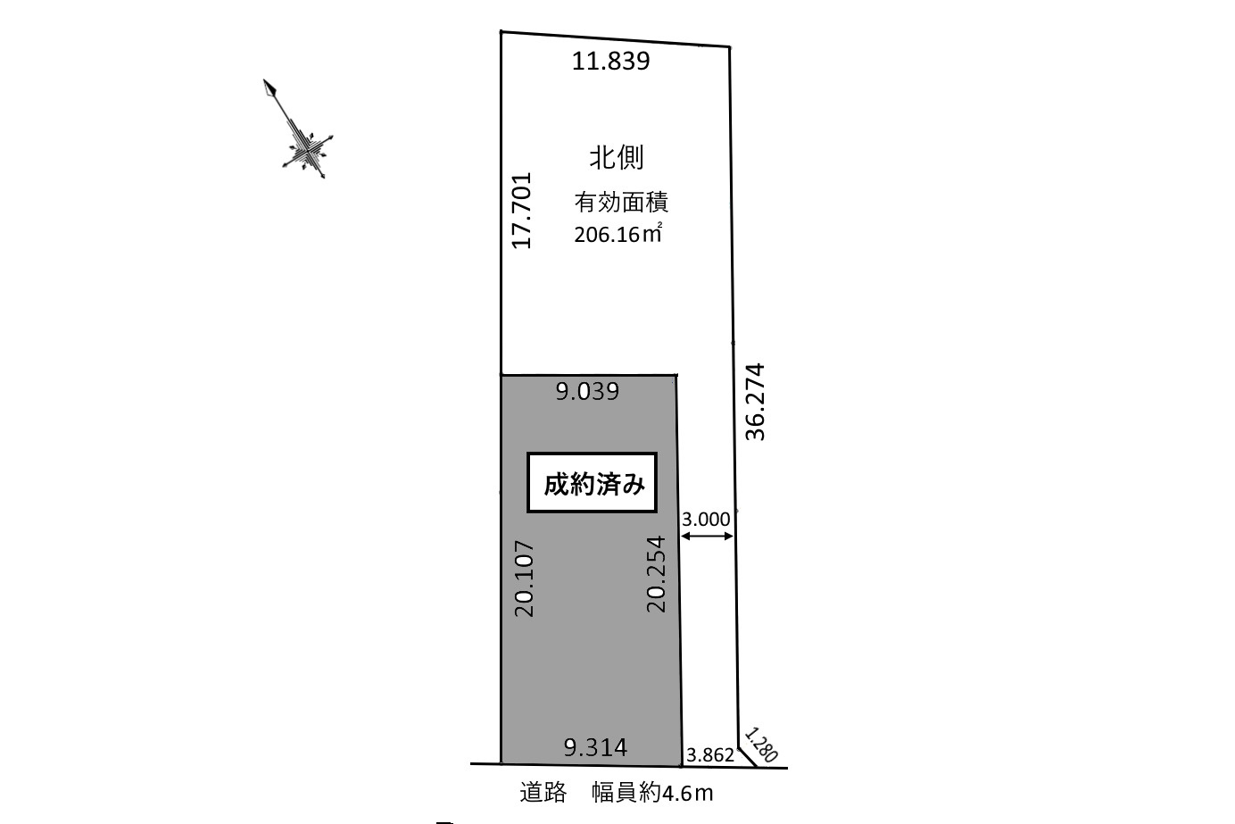 2区画分譲地　豊橋市　北側の土地図