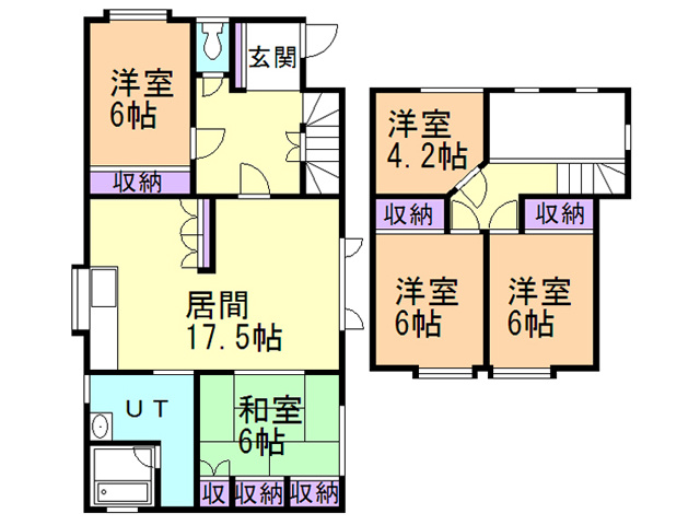 室蘭市八丁平2丁目34-8戸建の間取り