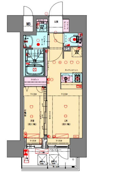 【間取り】 | プレサンス立売堀ベルヴィル