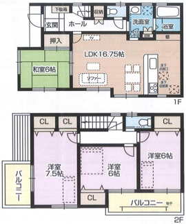 【間取り】 | 日下町1丁目　新築戸建　5号地