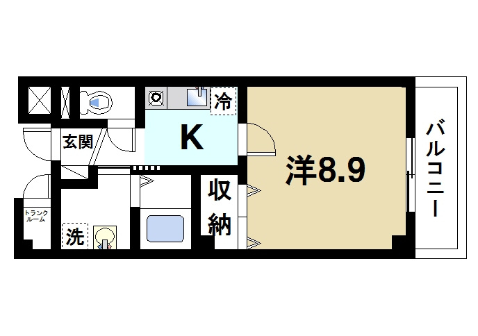 セレーノ東生駒Ｂ棟の間取り|風通しが良く空気の入替がしやすいお部屋です