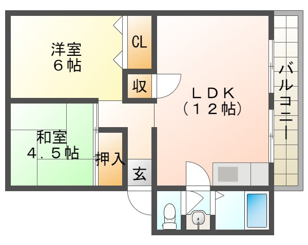 農住団地Ｈ棟の間取り