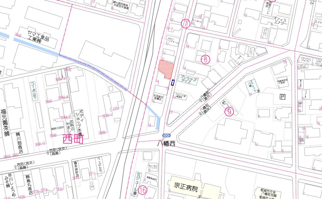 都城市八幡町の売地の土地図