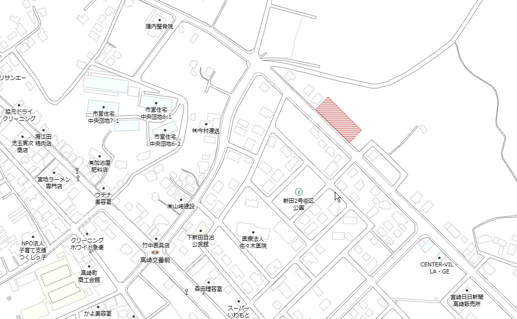 都城市高崎町大牟田の売地の土地図