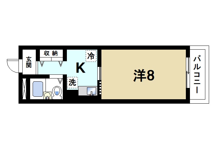 サンサーラ奈良Ｈ＆Ｓの間取り|お一人暮らしにピッタリの1Ｋのお部屋です。