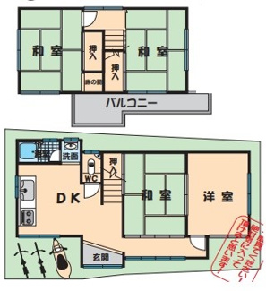 【間取り】 | 六万寺町1丁目　中古戸建