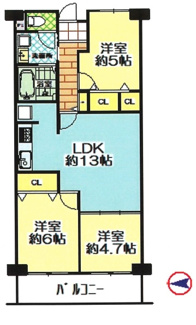 【間取り】 | ユニハイム平野北　8階　中古マンション