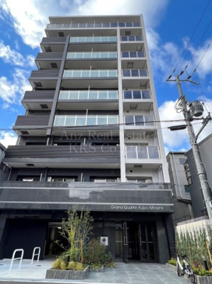 【外観】 | グランカリテ九条南 | 黒と白のコントラストにクリアガラスが映える外観です♪