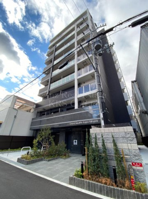 【外観】 | グランカリテ九条南 | 黒と白のコントラストにクリアガラスが映える外観です♪