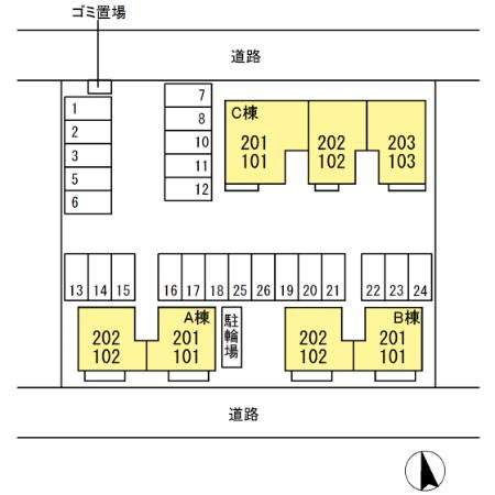 プラシード　A棟の区画図