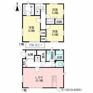 久留米市合川町の一戸建ての間取り