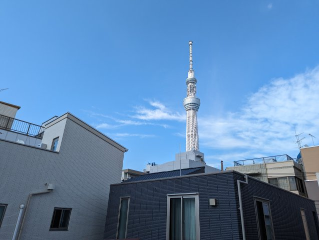 墨田区東駒形４丁目鉄骨造戸建の展望|屋上からスカイツリーを望めます
